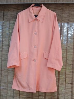 VTG 90s Terry Lewis Peach Minimalist Car Coat Mac Jacket
